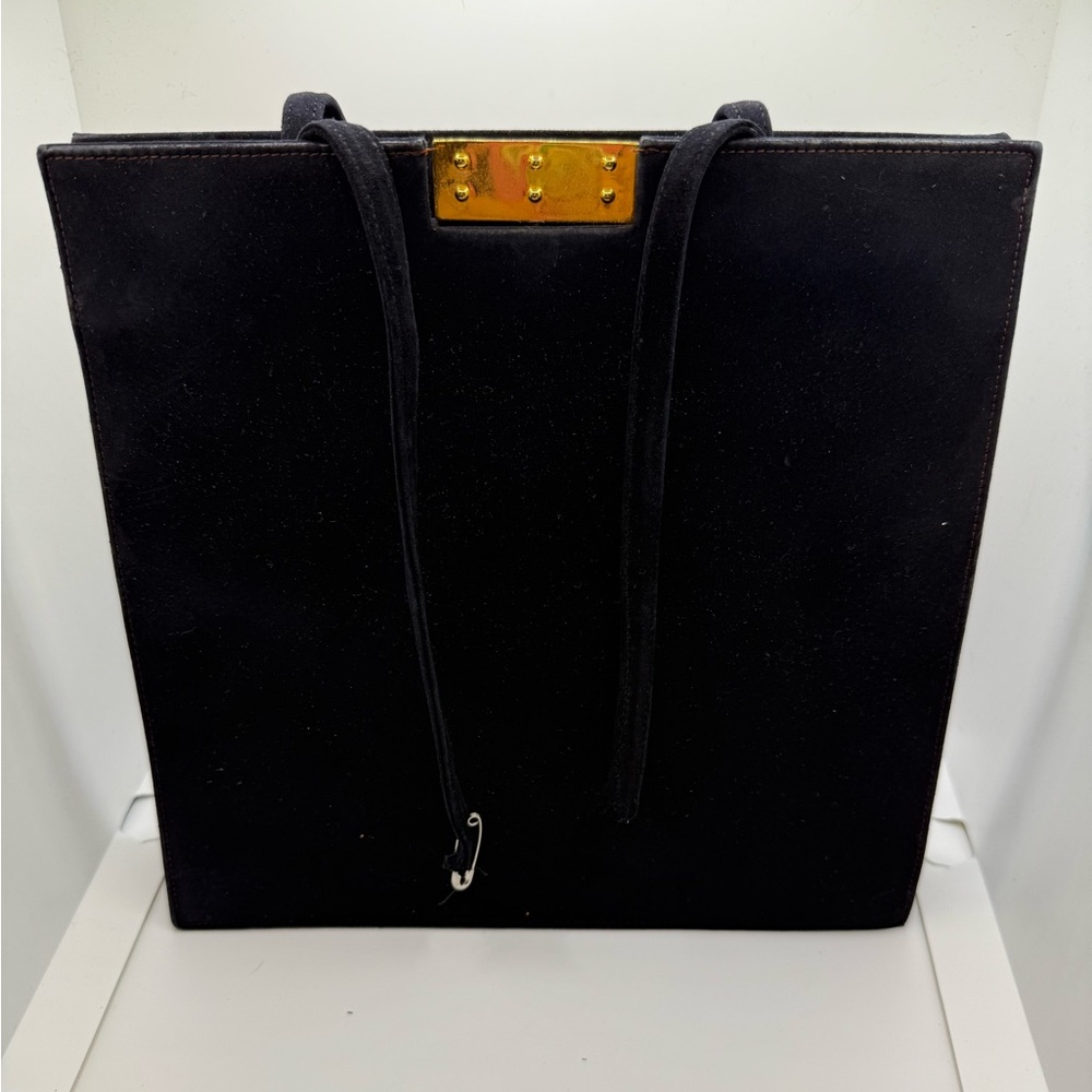 Bienen-Davis Vintage Women's Purse Bag Black Velvet Suede FAIR DAMAGE